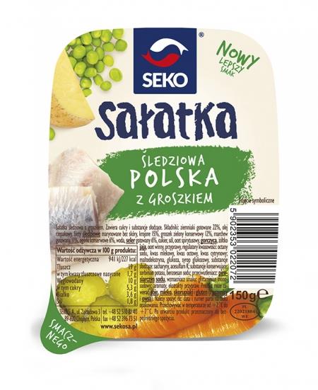 Sałatka polska ze śledziem i groszkiem