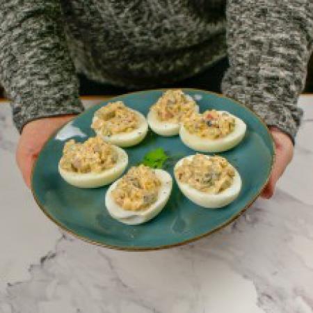 Eggs with herring stuffing