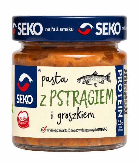 Pasta z pstrągiem i groszkiem 